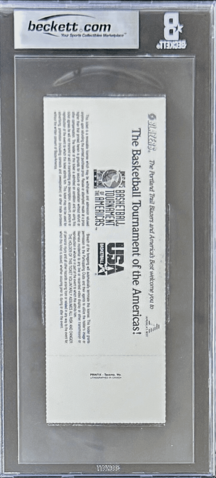 Bird Malone Drexler Signed 1992 Dream Team Tournament of Americas Ticket BAS 7/2 - Image 2