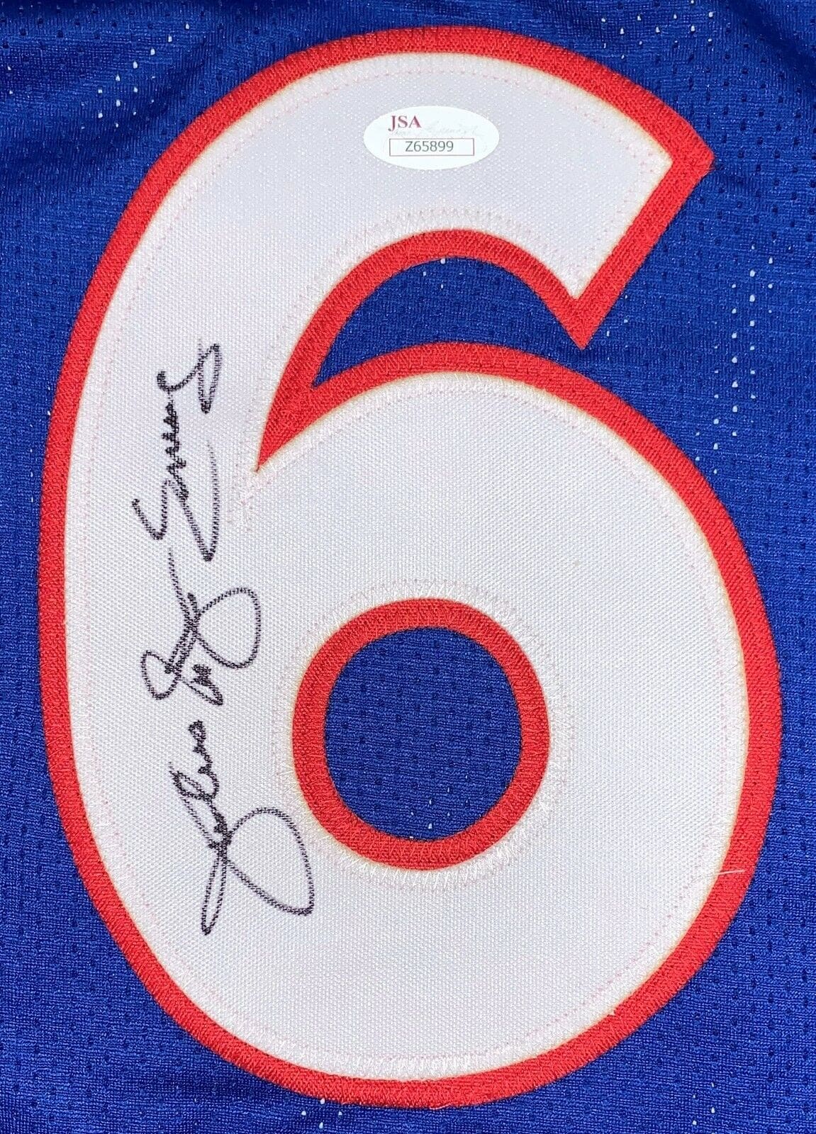 Julius Erving Dr. J Handprint Signed Autographed Blue Jersey JSA Authen Z65899 - Image 3