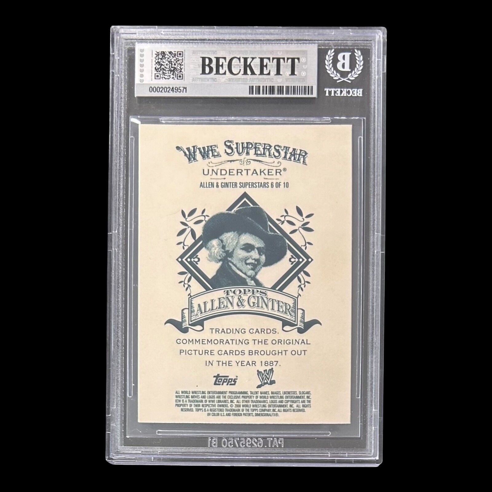 UNDERTAKER SIGNED 2008 TOPPS HERITAGE III WWE ALLEN & GINTER Card 6 BAS 20249571 - Image 2