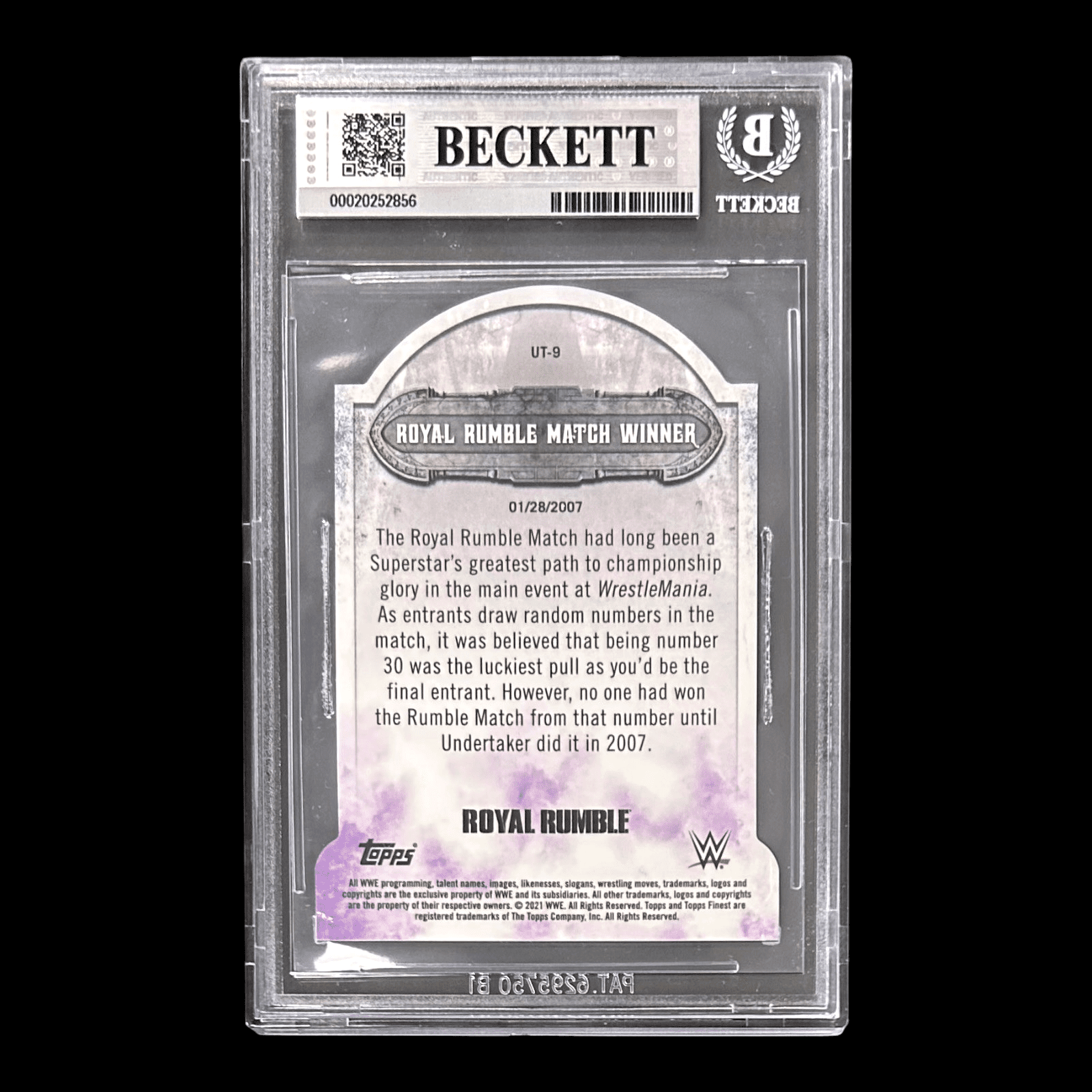 THE UNDERTAKER SIGNED 2021 TOPPS FINEST WWE Card #UT9 BECKETT 20252856 - Image 2