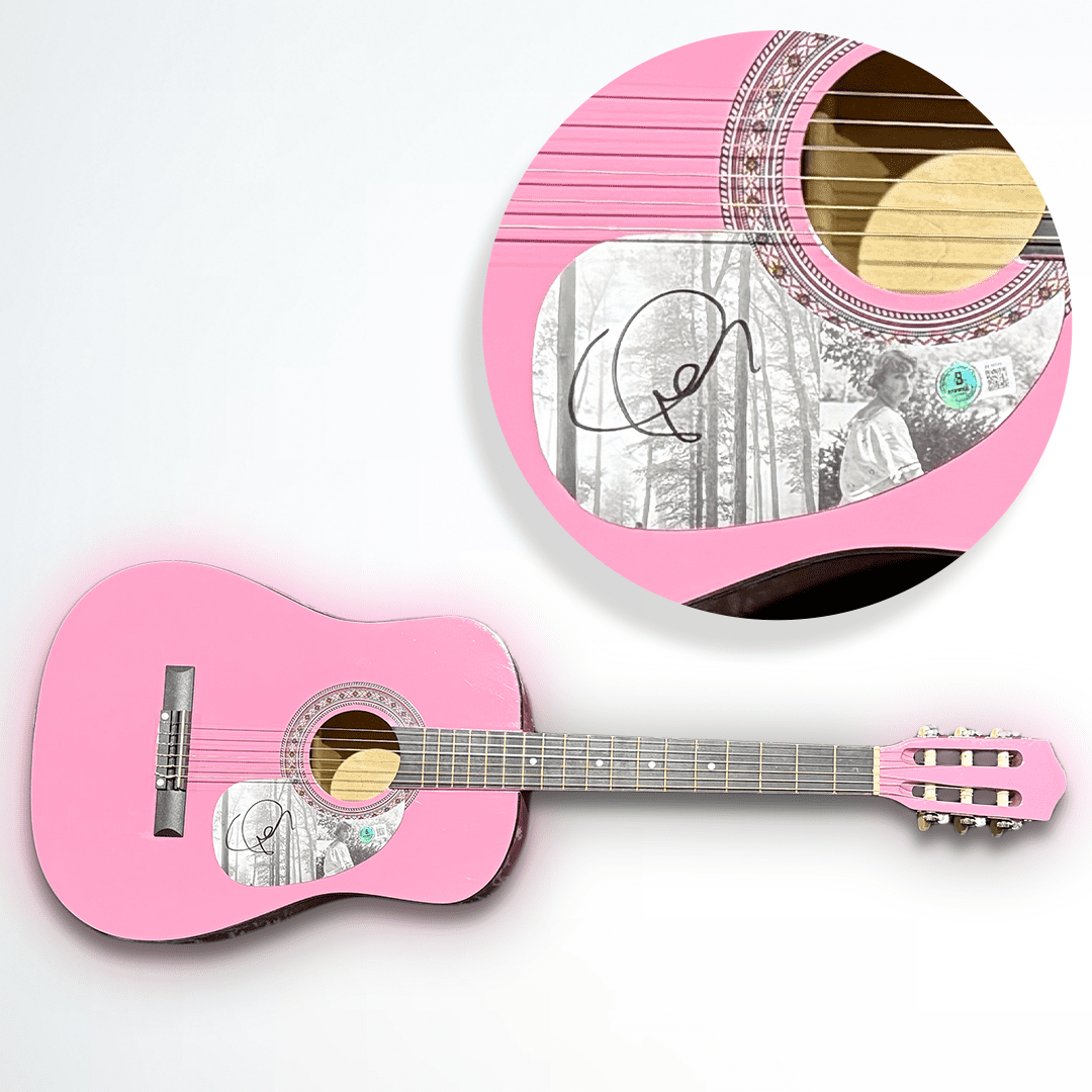 Taylor Swift Signed Autographed Pink Acoustic Guitar Beckett Authen Folklore - Image 2