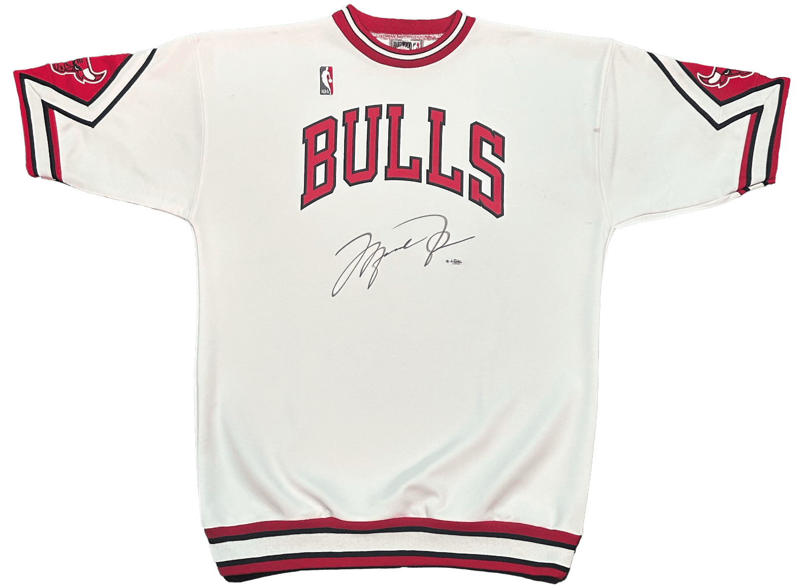 Michael Jordan Signed White Bulls Home Shooting Shirt Upper Deck & GOAT