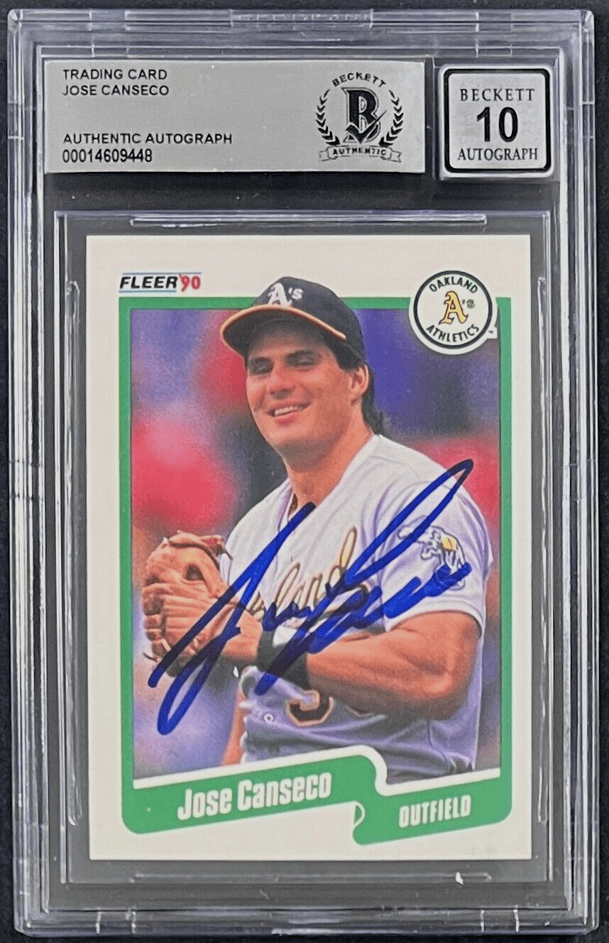 Jose Canseco Signed 1990 Topps Card #3 Beckett Auto10 Oakland A's