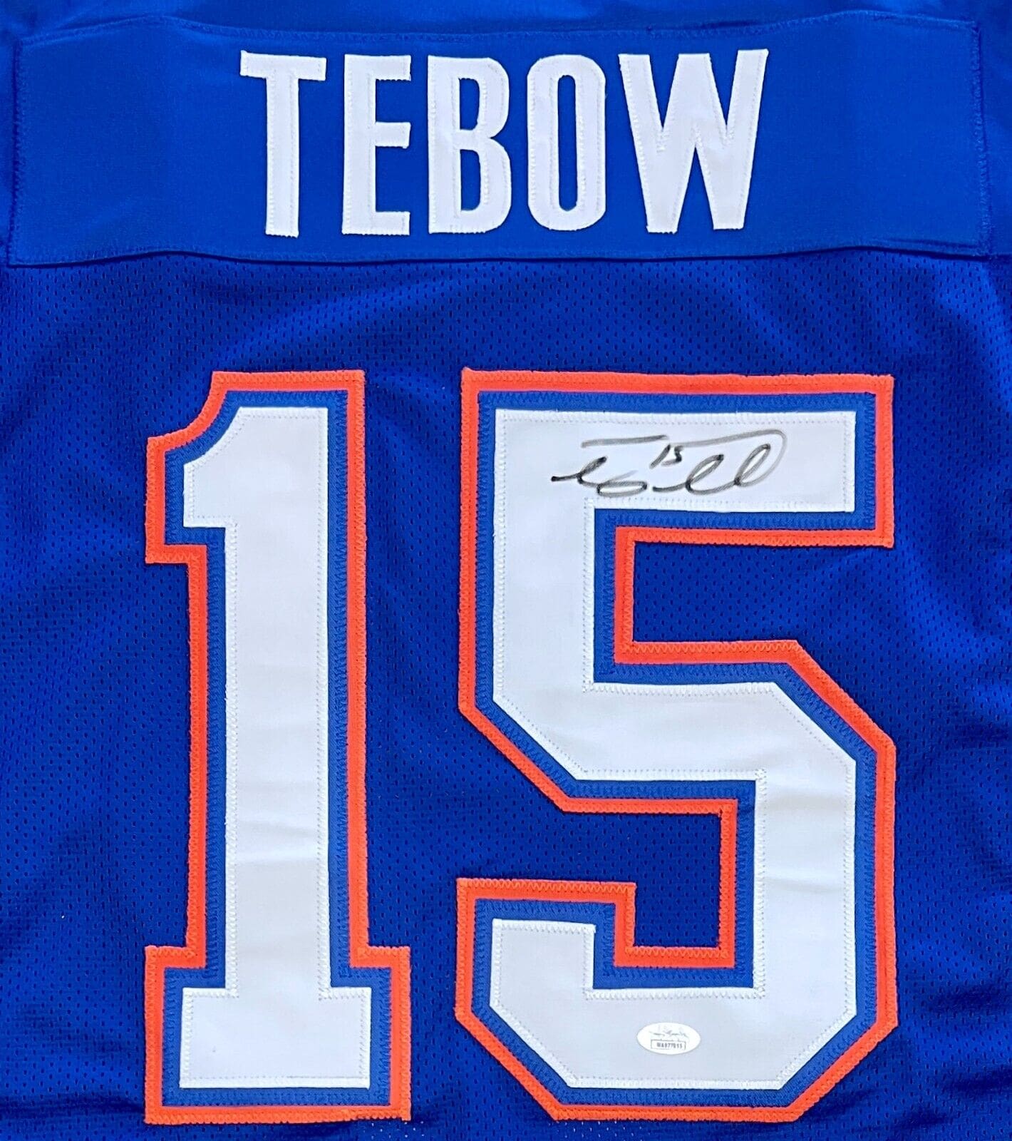 TIM TEBOW Signed Autographed Blue/Orange Jersey JSA Authenticated - Image 2