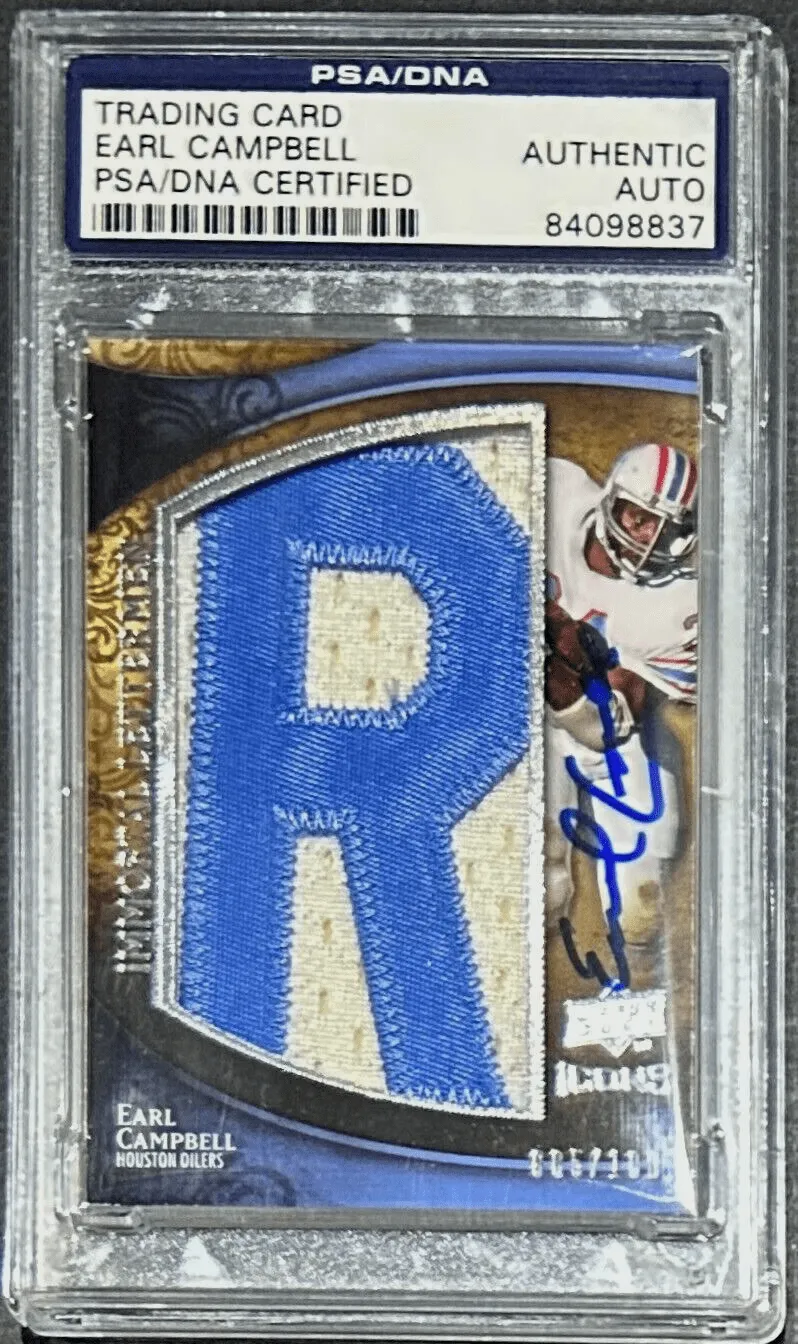 Earl Campbell Signed 2009 Upper Deck Icons Immortal Lettermen Card PSA/DNA /100