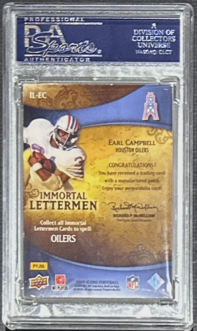 Earl Campbell Signed 2009 Upper Deck Icons Immortal Lettermen Card PSA/DNA /100 - Image 2