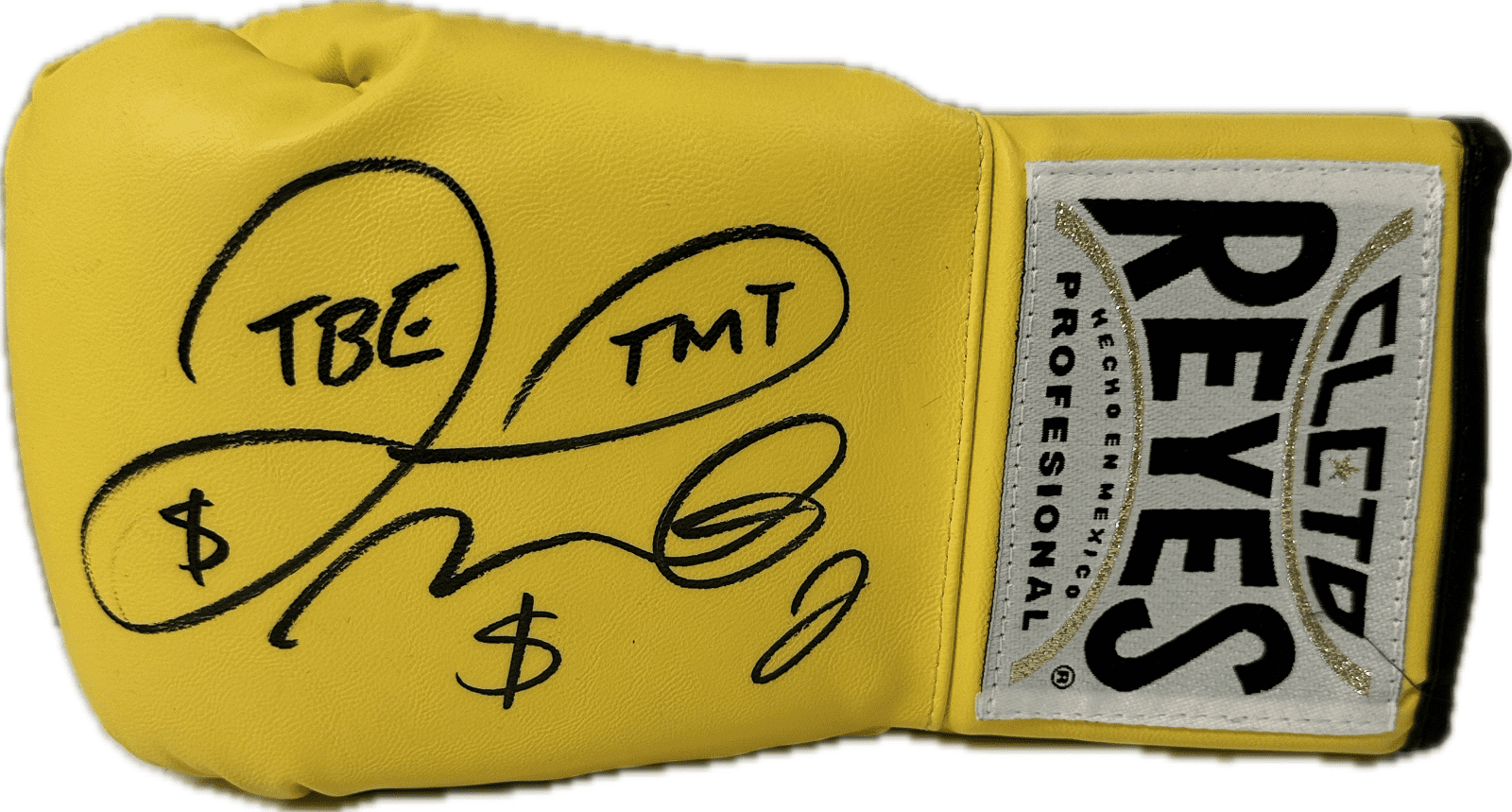 Floyd Mayweather Jr Signed Yellow Cleto Reyes Boxing Glove Left w/50-0 TBE $
