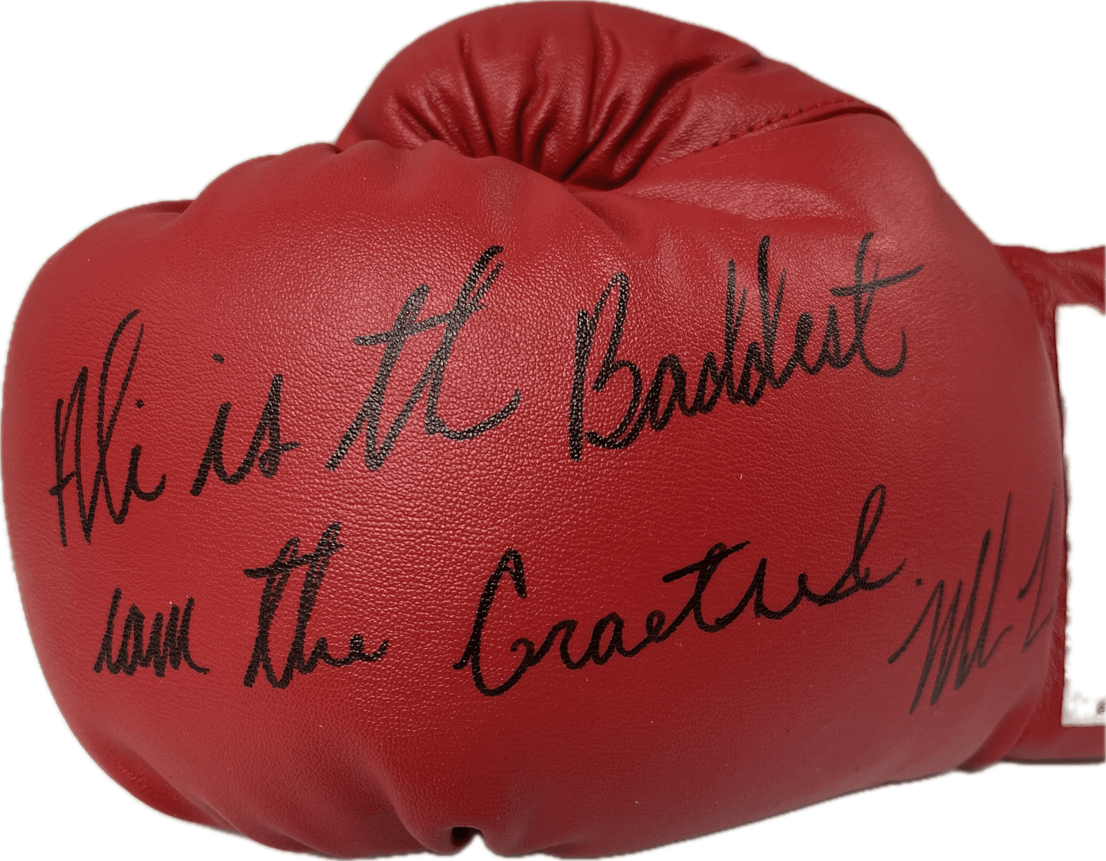 Mike Tyson Signed Left Red Leather Boxing Glove JSA and Mike Tyson Hologram Ali - Image 2
