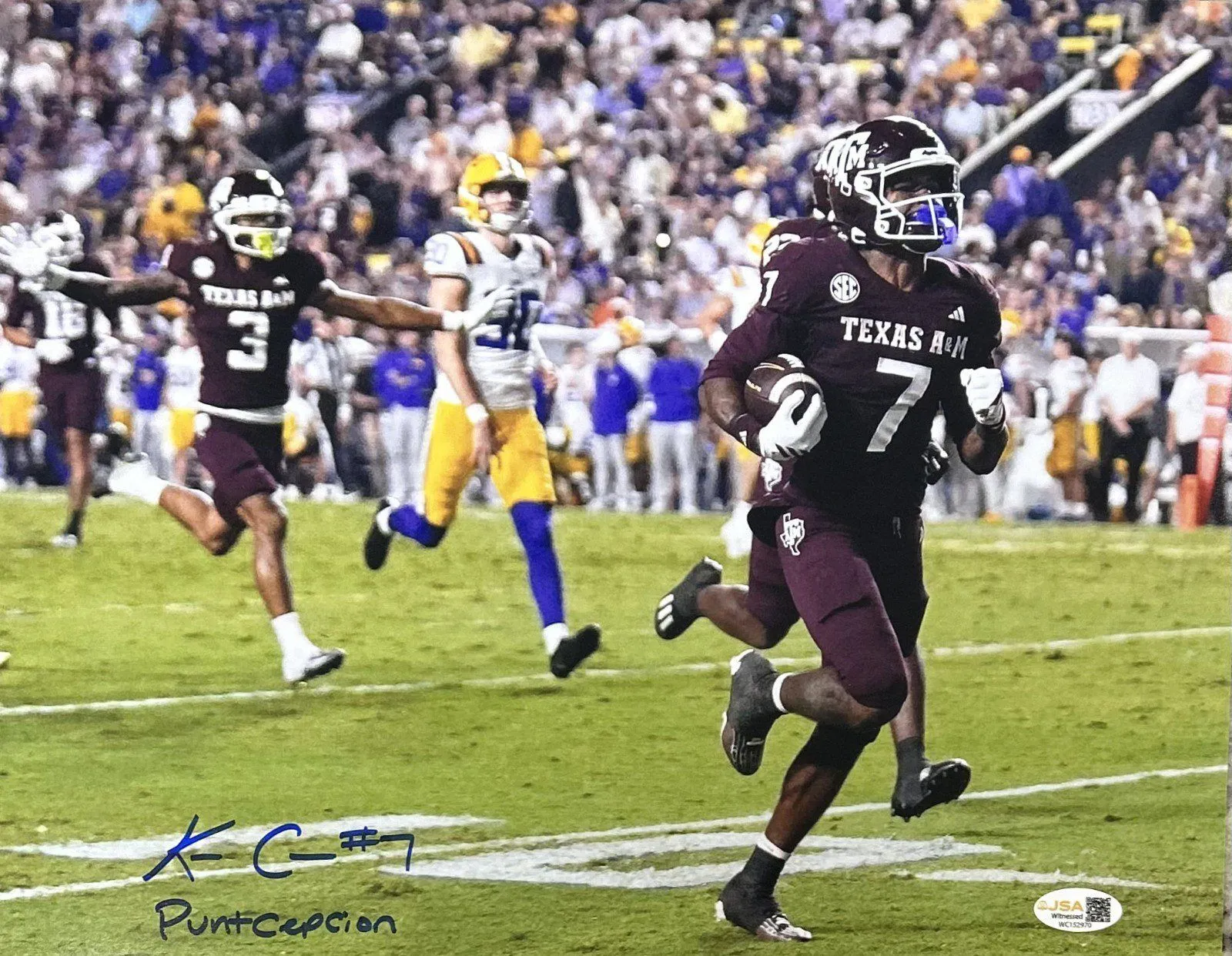 KC CONCEPCION AUTOGRAPHED 11x14 PHOTO JSA TEXAS A&M #5 Puntcepcion