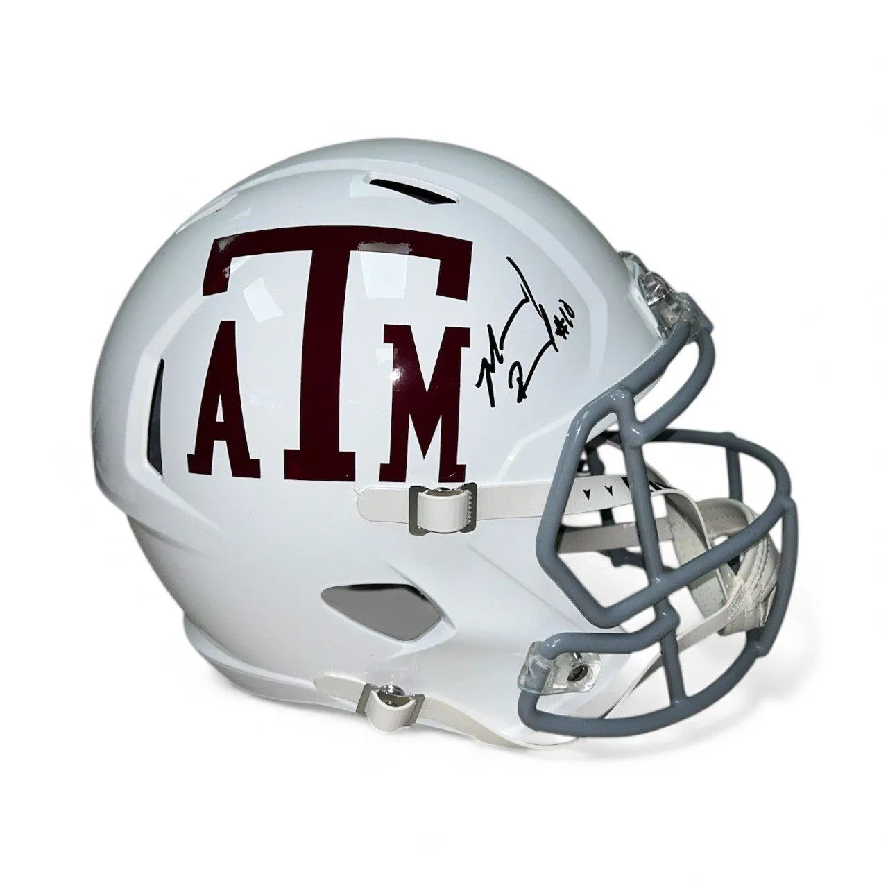MARCEL REED AUTOGRAPHED WHITE THROWBACK TEXAS A&M SPEED FULL SIZE HELMET JSA 2