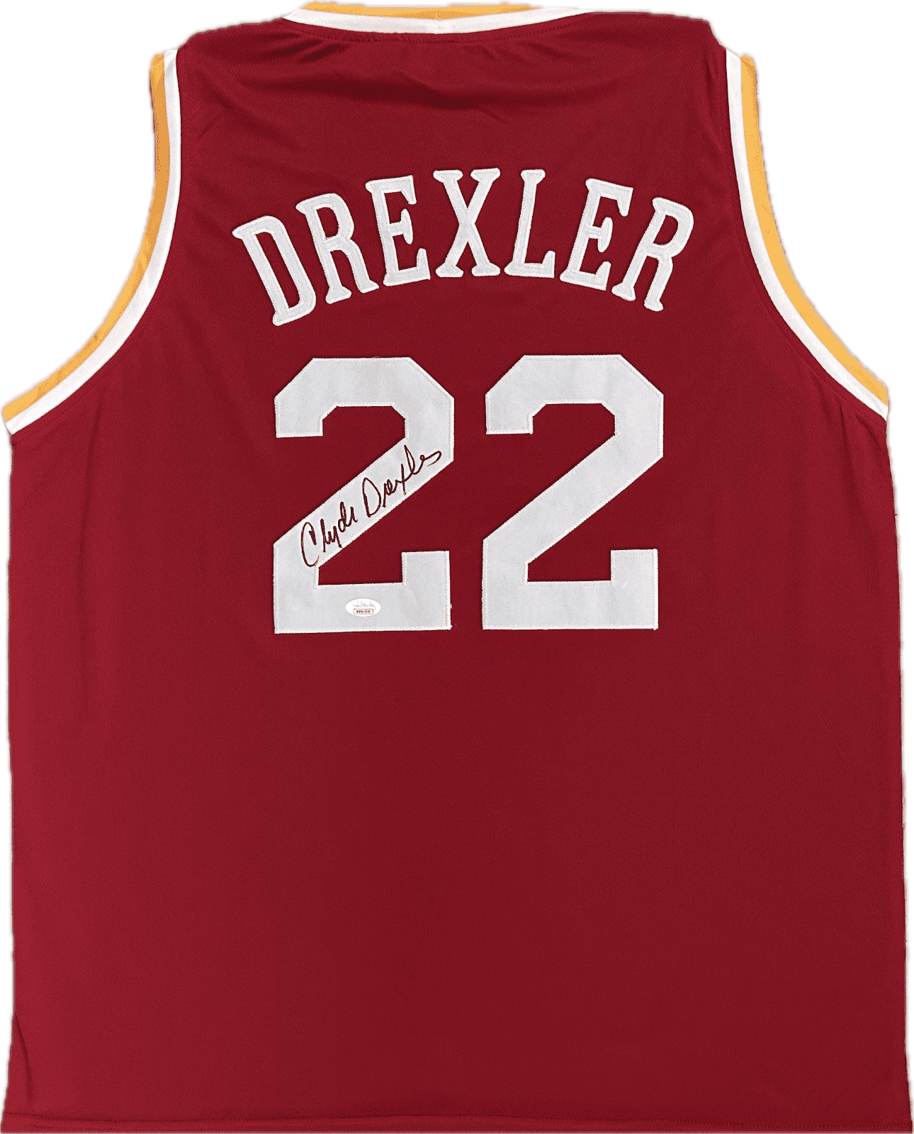 Clyde Drexler Signed Autographed Custom Red/White Jersey JSA