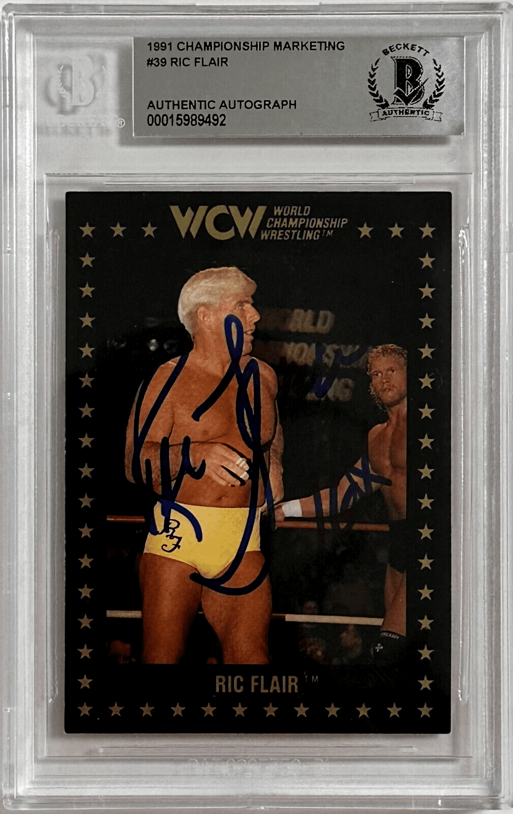 Ric Flair Signed 1991 Championship Marketing Beckett WCW #39 15989492