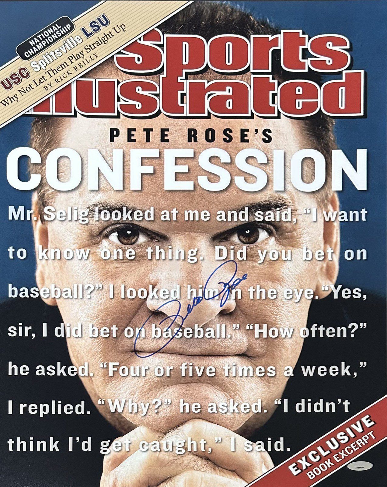Pete Rose Signed 16x20 Photo TriStar & Rose Exclusive Hologram Confession