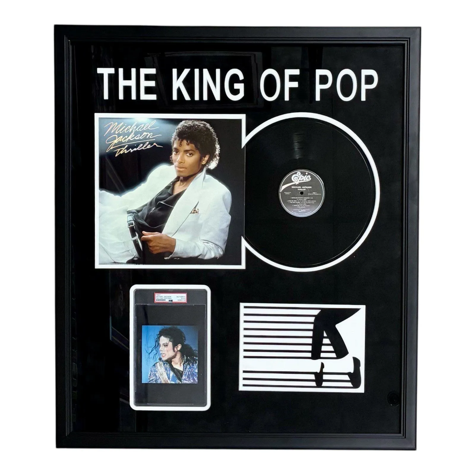 MICHAEL JACKSON AUTOGRAPHED FRAMED PRINT PSA 84983156 THRILLER THE