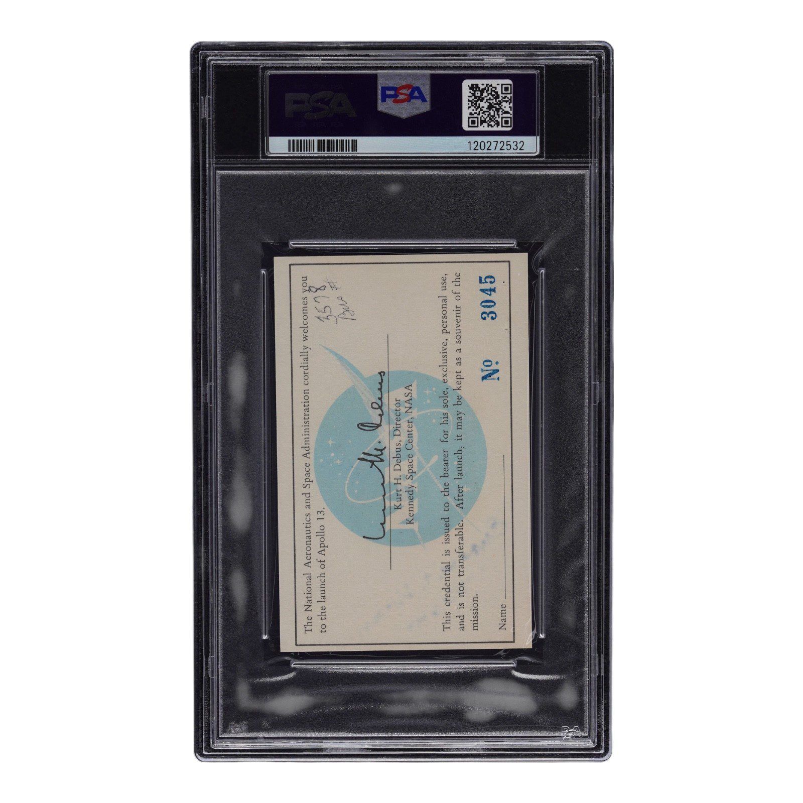 EUGENE KRANZ SIGNED 1970 APOLLO 13 LAUNCH PASS NASA SPACE CENTER PSA POP 1 - Image 3