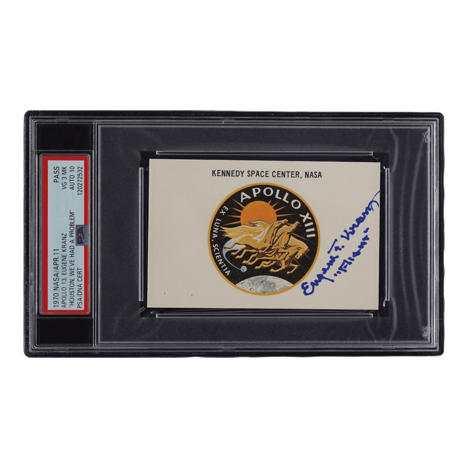 EUGENE KRANZ SIGNED 1970 APOLLO 13 LAUNCH PASS NASA SPACE CENTER PSA POP 1
