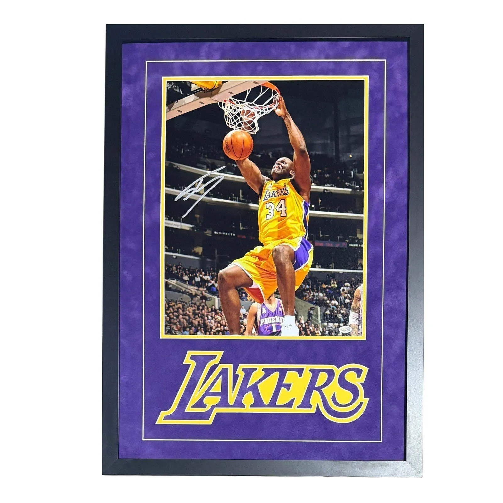 SHAQUILLE SHAQ O'NEAL AUTOGRAPHED FRAMED 16x20 PHOTO JSA #5 LOS ANGELES LAKERS