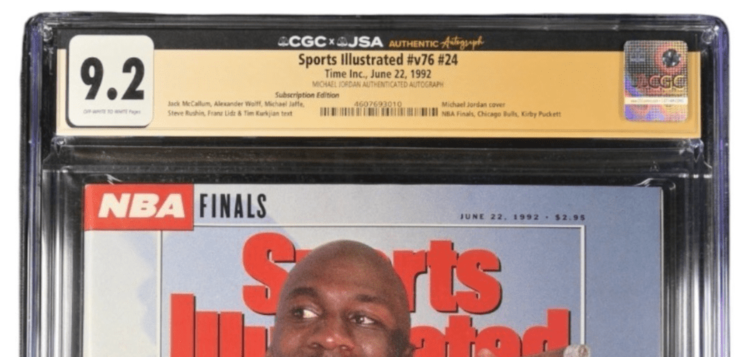 MICHAEL JORDAN SIGNED SPORTS ILLUSTRATED SUBSCRIPTION MAGAZINE 6/22/92 CGC 9.2 - Image 3