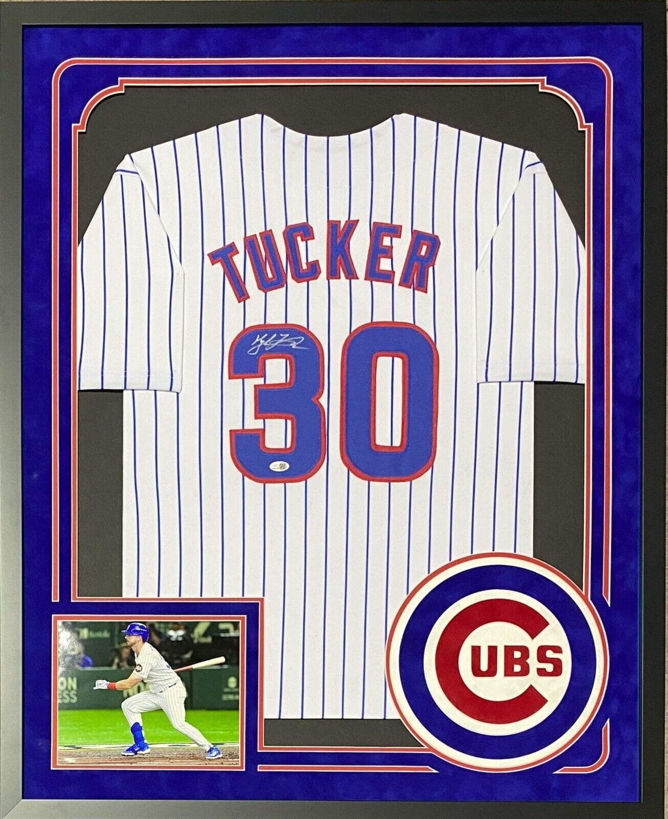 Kyle Tucker Signed Autographed Framed White/Blue Jersey JSA Suede Cut Logo