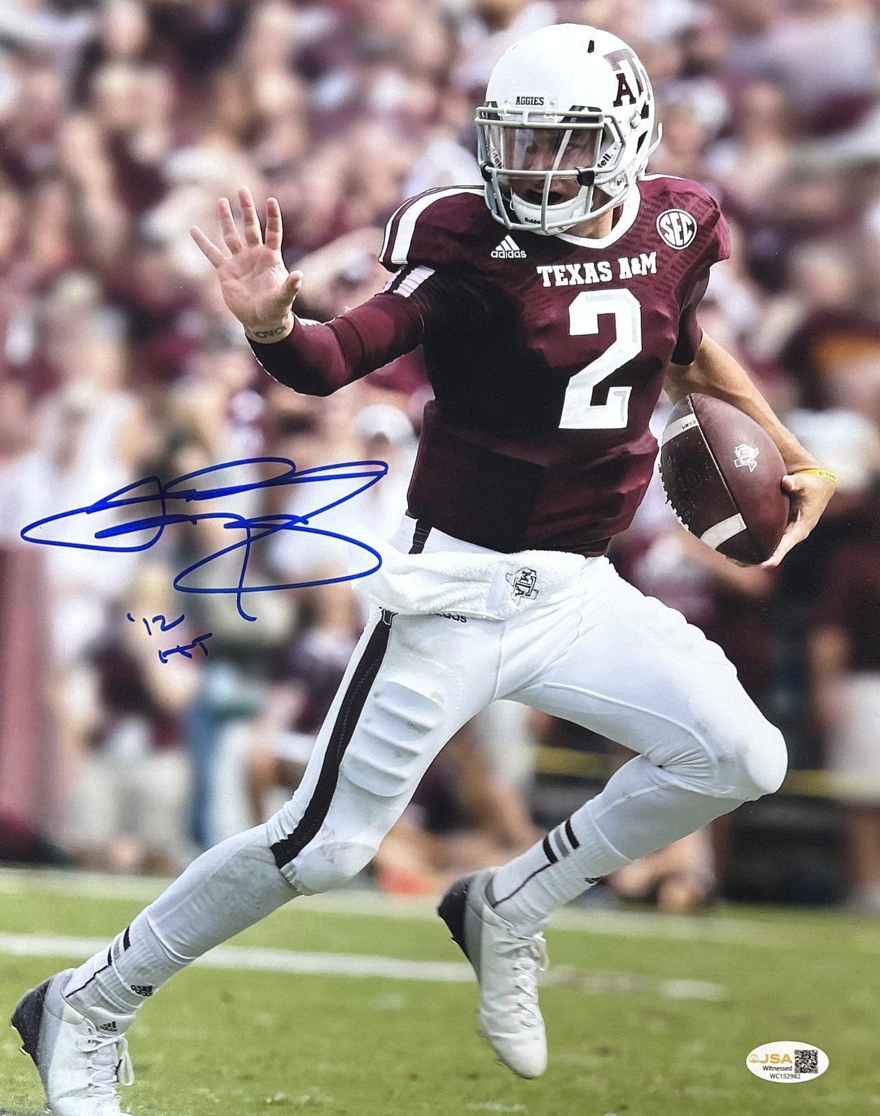 JOHNNY MANZIEL AUTOGRAPHED 11x14 PHOTO JSA TEXAS A&M #1 '12 HT