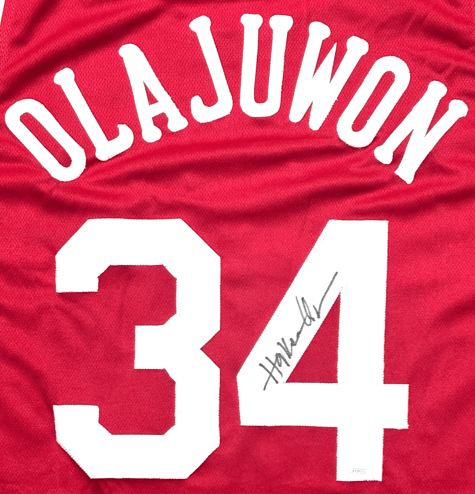 HAKEEM OLAJUWON AUTOGRAPHED RED JERSEY JSA AUTHENTICATED - Image 2