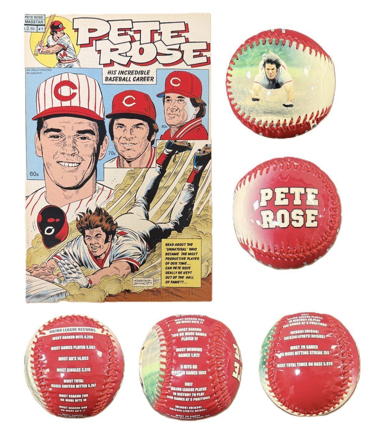 PETE ROSE COMIC BOOK AND PHOTO CAREER STATS BASEBALL