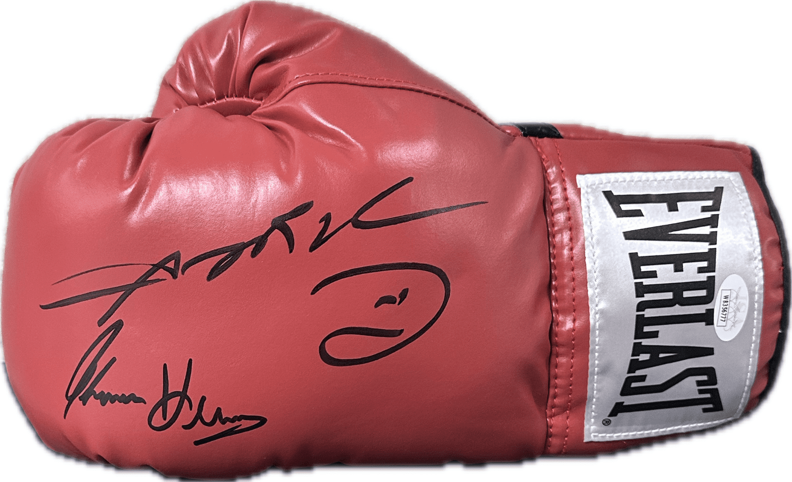 Sugar Ray Leonard Thomas Hearns Signed Red Left Boxing Glove JSA Authentic