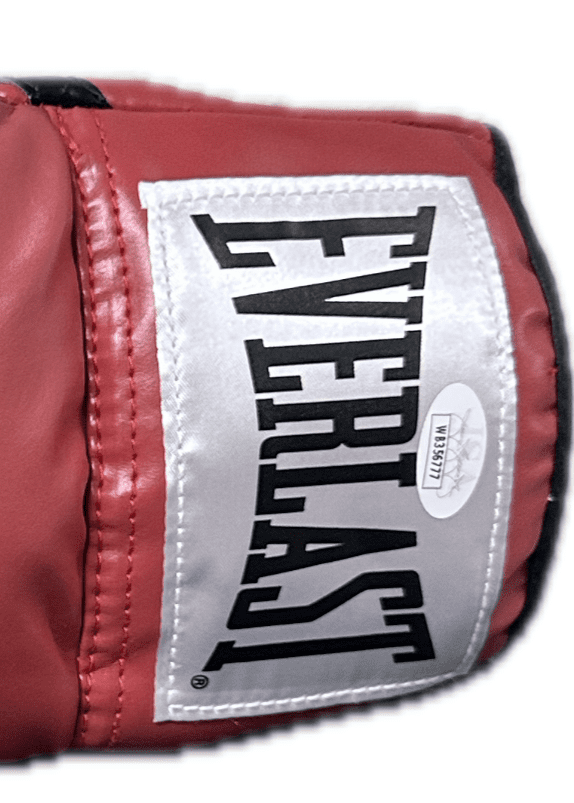 Sugar Ray Leonard Thomas Hearns Signed Red Left Boxing Glove JSA Authentic - Image 2