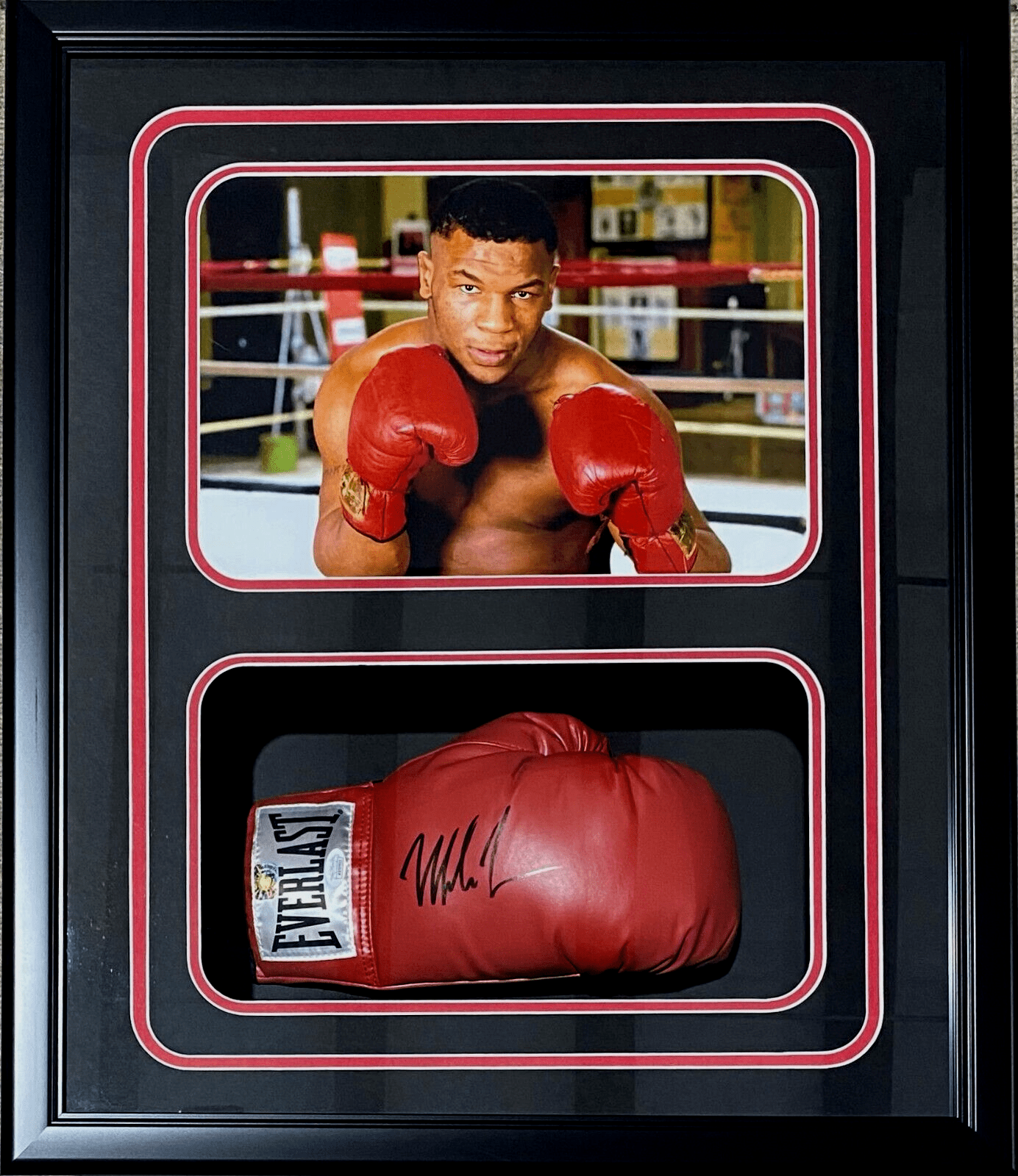 Mike Tyson Signed Red Glove Shadow Box JSA & Tyson Hologram Kid Dynamite