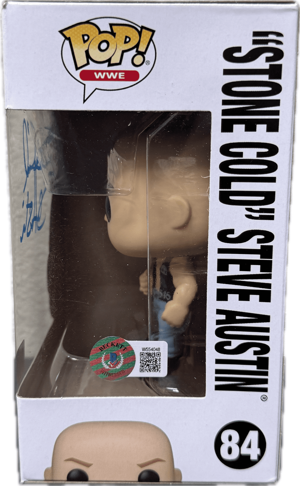 Stone Cold Steve Austin Signed Autographed Funko POP Figure 84 Beckett Blue - Image 2