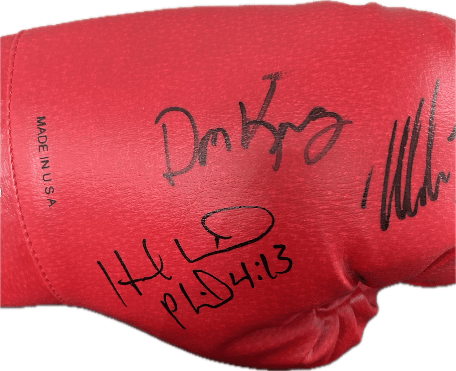 Mike Tyson Evander Holyfield & Don King Signed Red Boxing Glove Beckett Letter 2 - Image 4