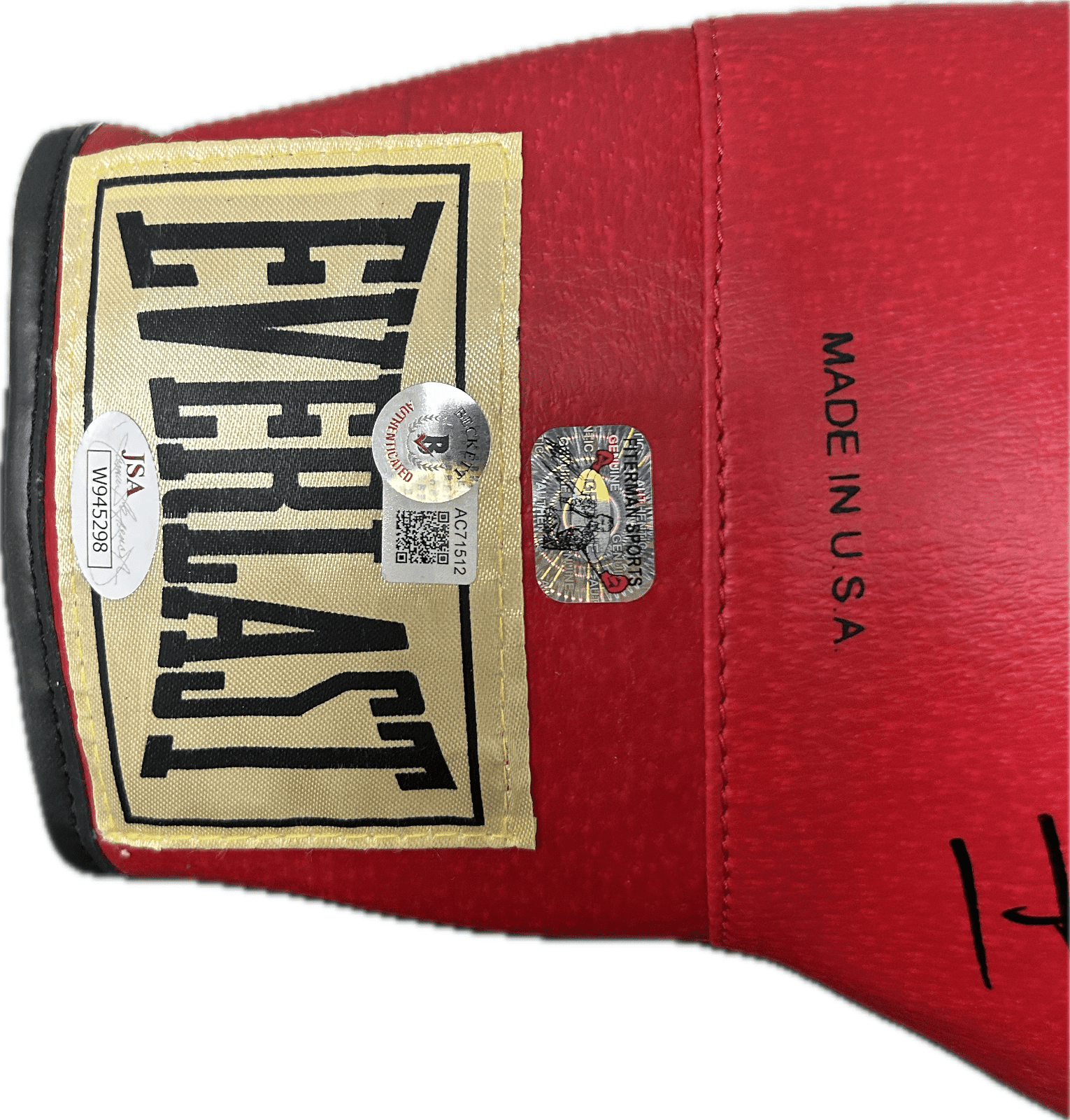 Mike Tyson Evander Holyfield & Don King Signed Red Boxing Glove Beckett Letter 2 - Image 5