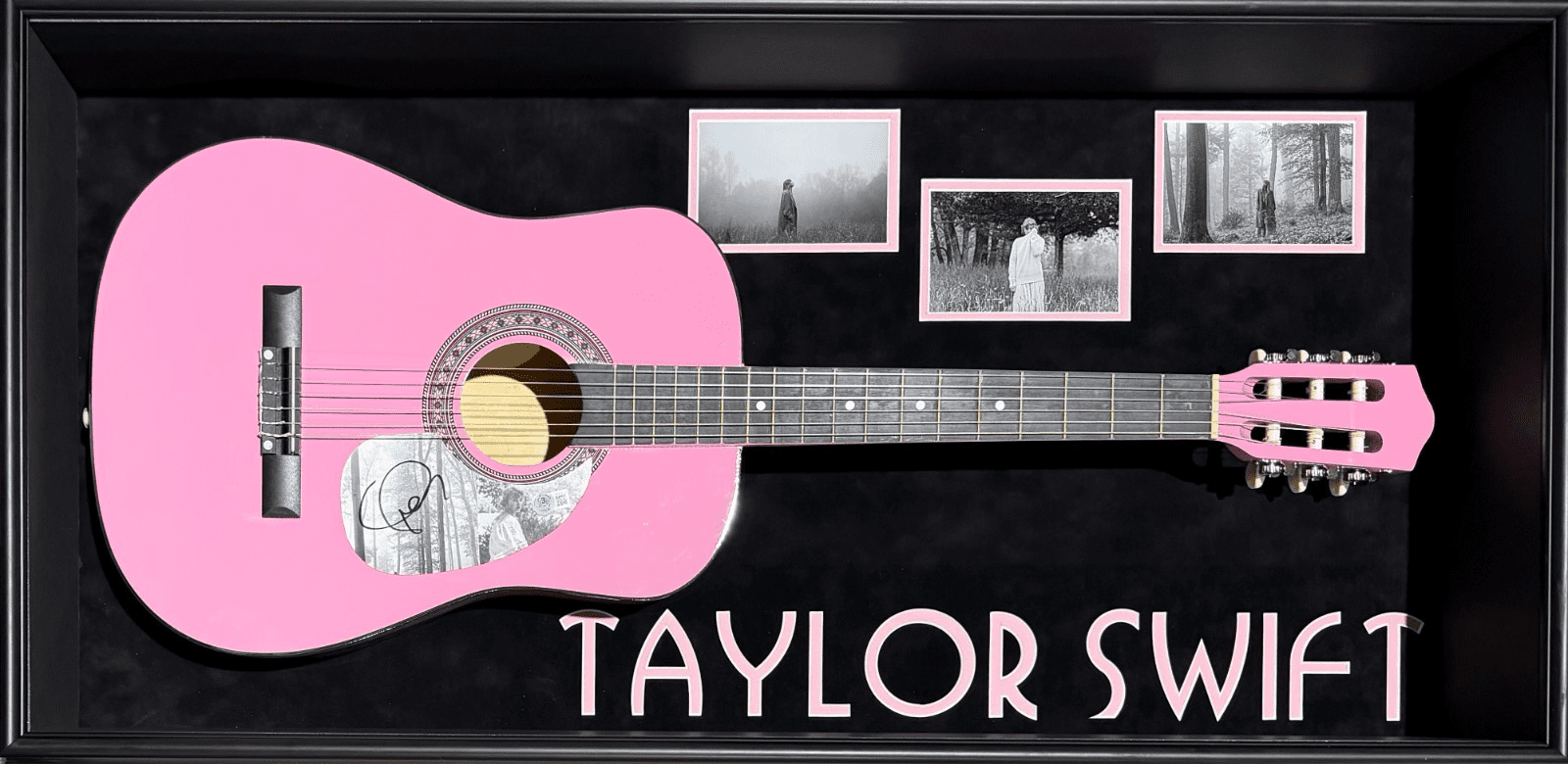 Taylor Swift Signed Pink Acoustic Guitar Framed Shadowbox Beckett