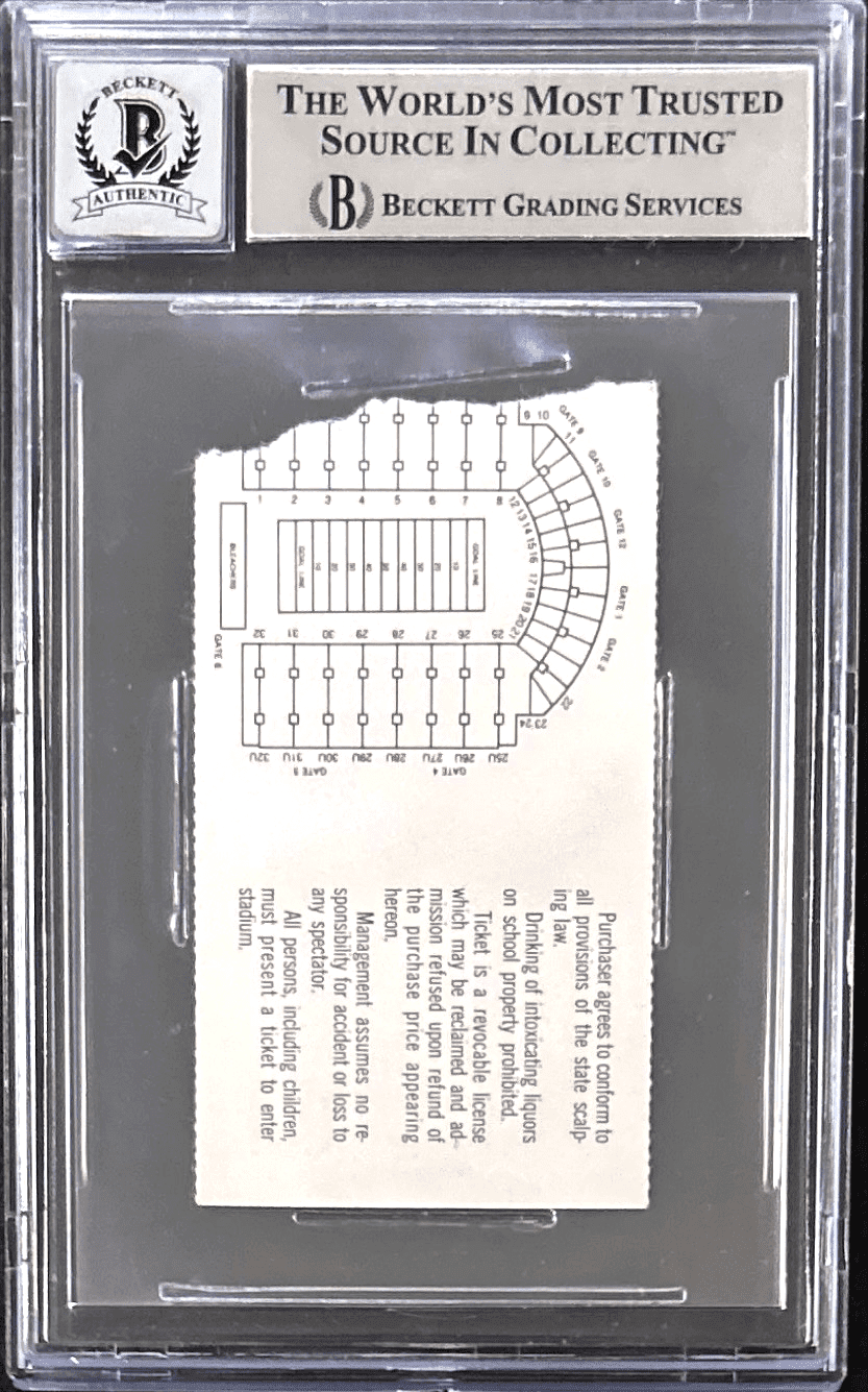 EARL CAMPBELL AUTOGRAPHED TEXAS VS UNIV OF VIRGINIA TICKET STUB BECKETT 16627623 - Image 3
