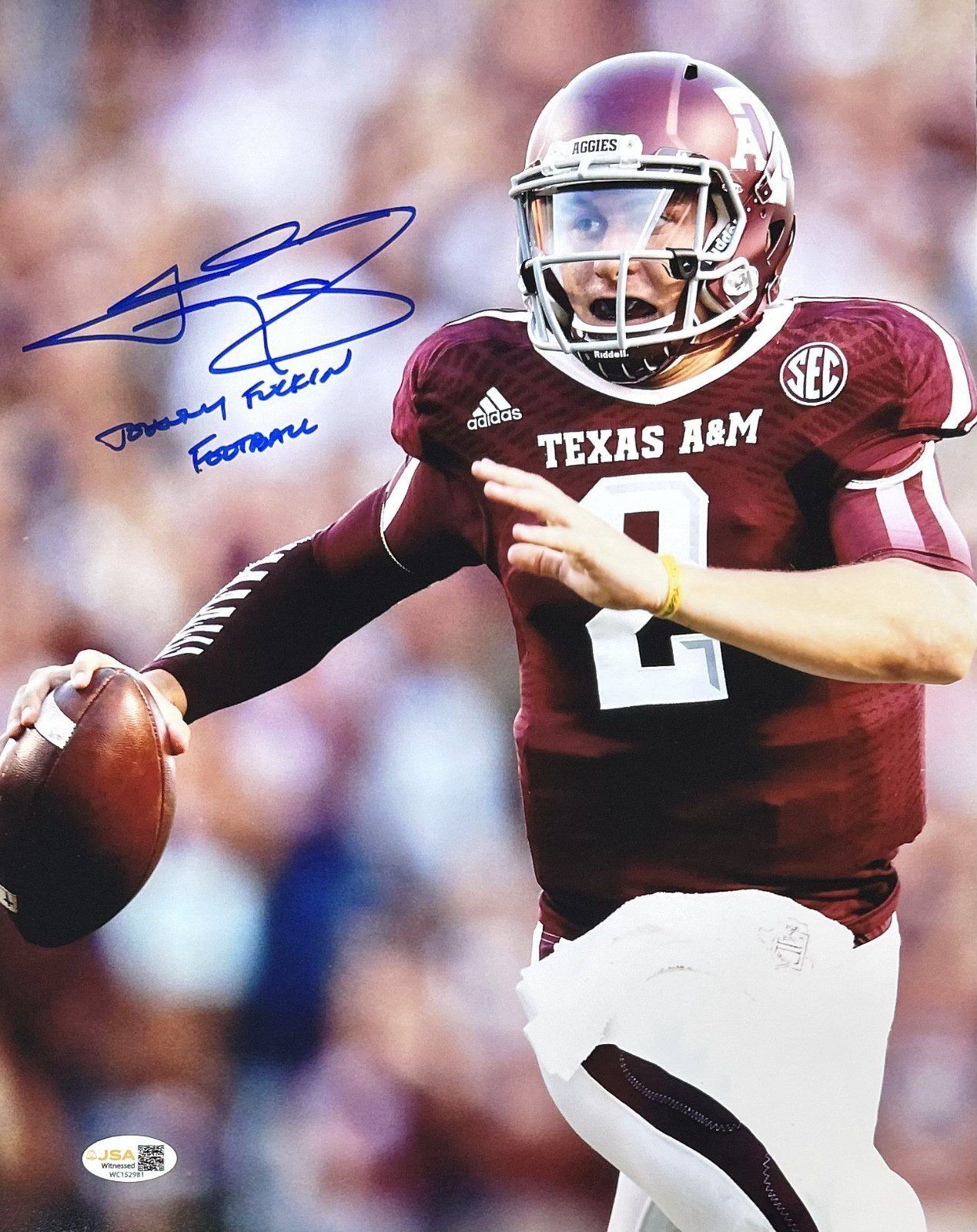 JOHNNY MANZIEL AUTOGRAPHED 11x14 PHOTO JSA TEXAS A&M #2 JOHNNY F'N FOOTBALL