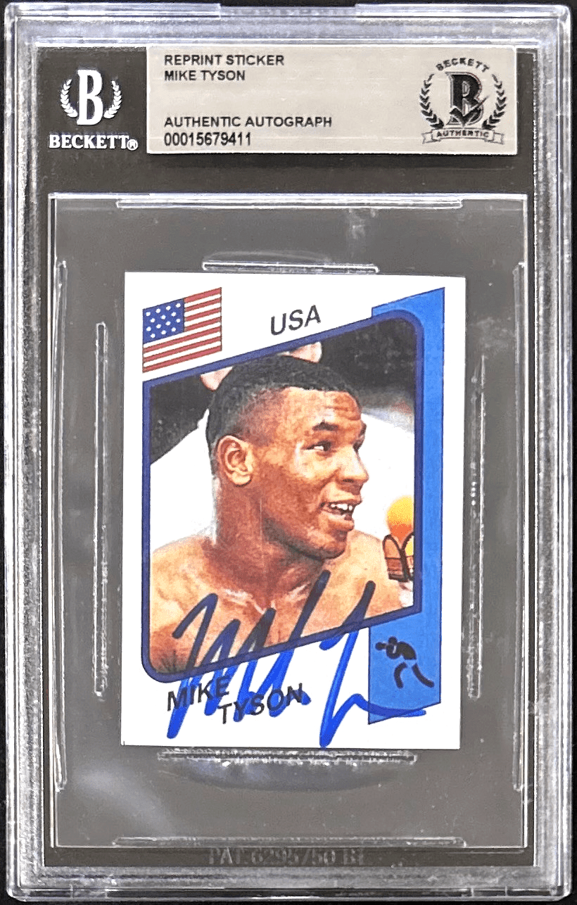 Mike Tyson Signed Reprint Rookie Trading Card Beckett 15679411