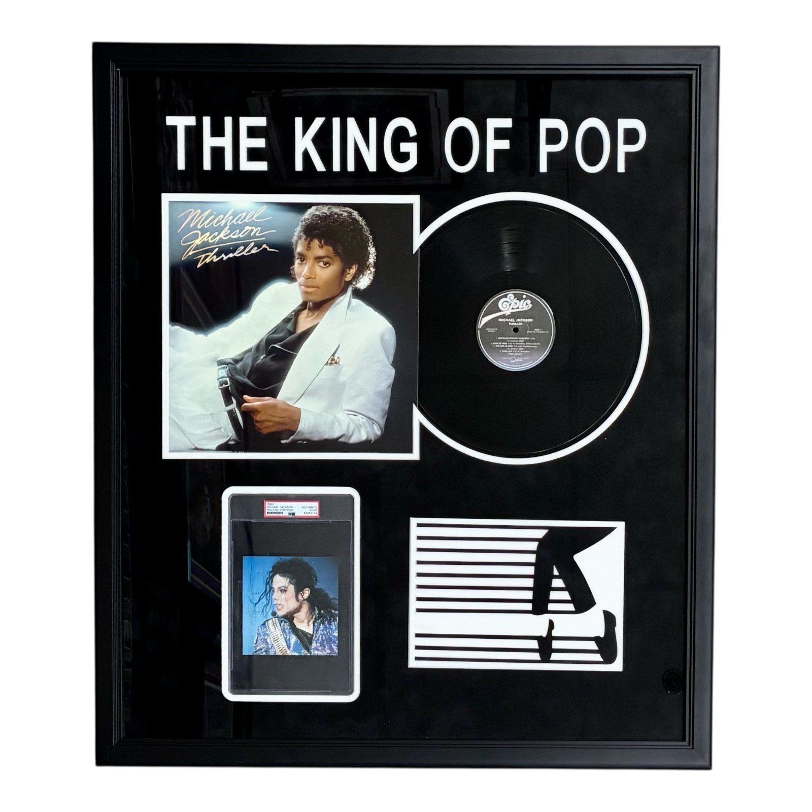 MICHAEL JACKSON AUTOGRAPHED FRAMED PRINT PSA 84983156 THRILLER THE