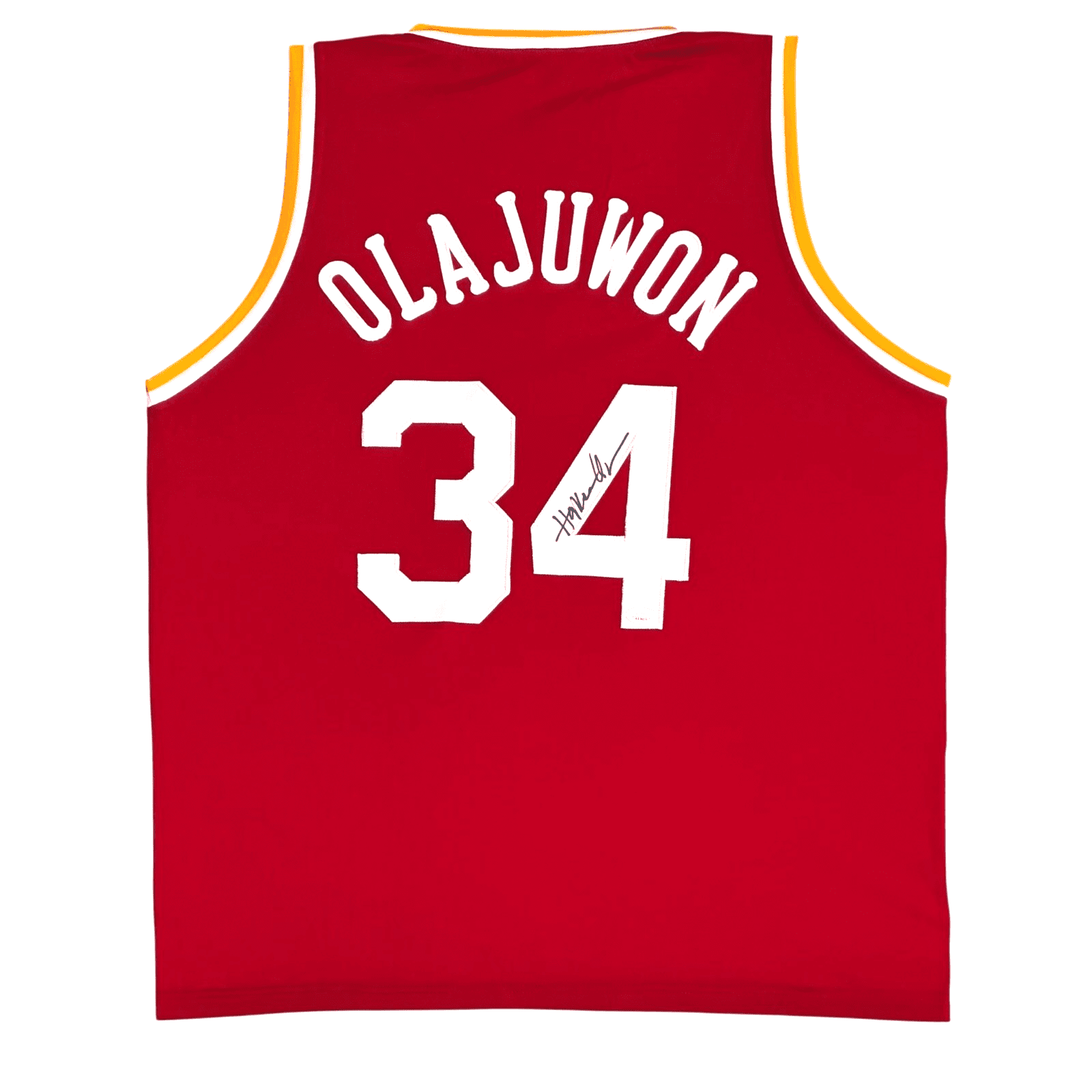 HAKEEM OLAJUWON AUTOGRAPHED RED JERSEY JSA AUTHENTICATED