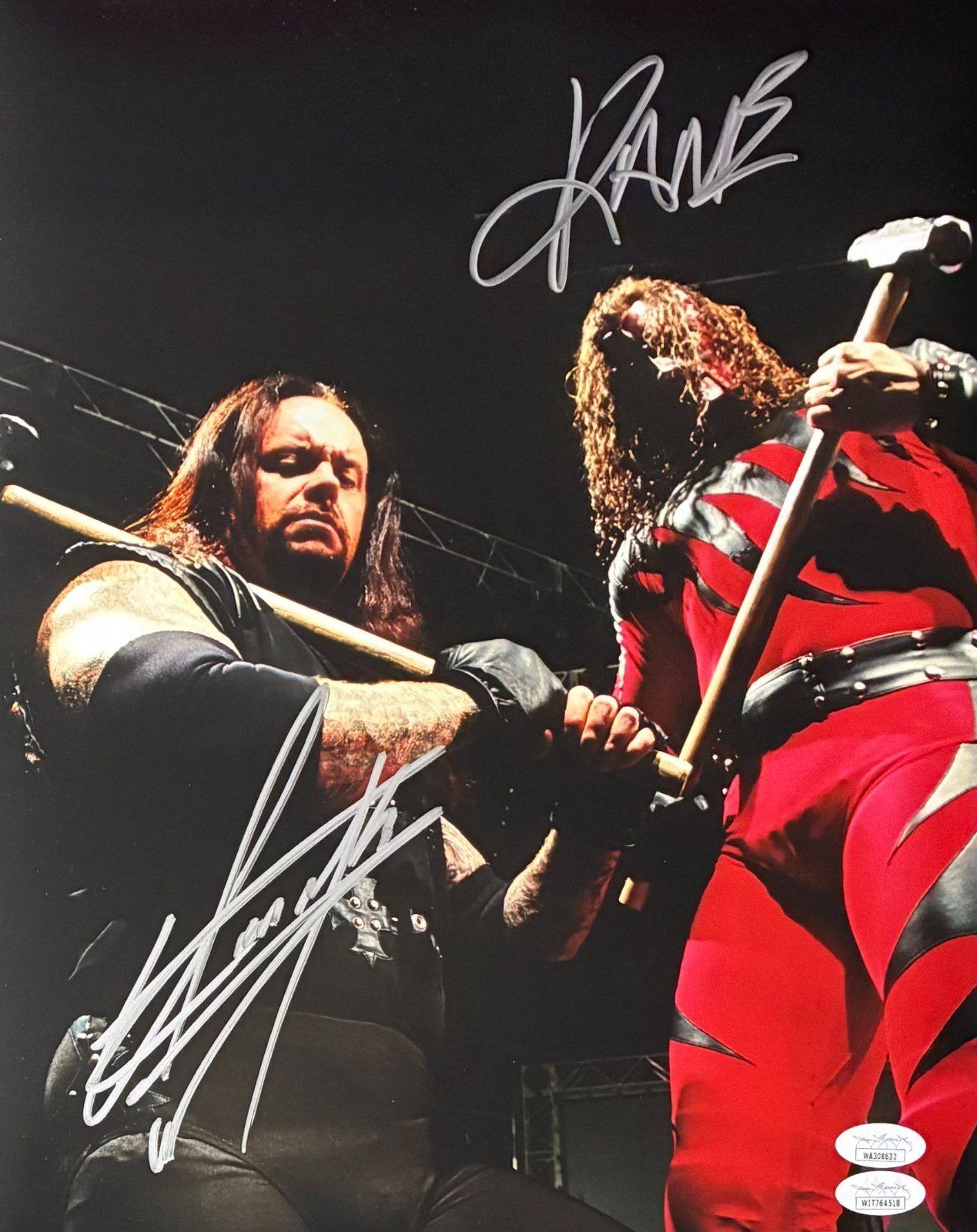 UNDERTAKER & KANE SIGNED 11x14 PHOTO JSA #3 BROTHERS OF DESTRUCTION