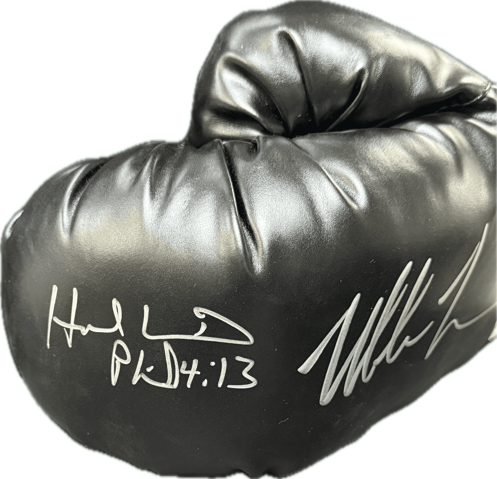 Mike Tyson & Evander Holyfield Signed Autograph Black Boxing Glove JSA Left - Image 3