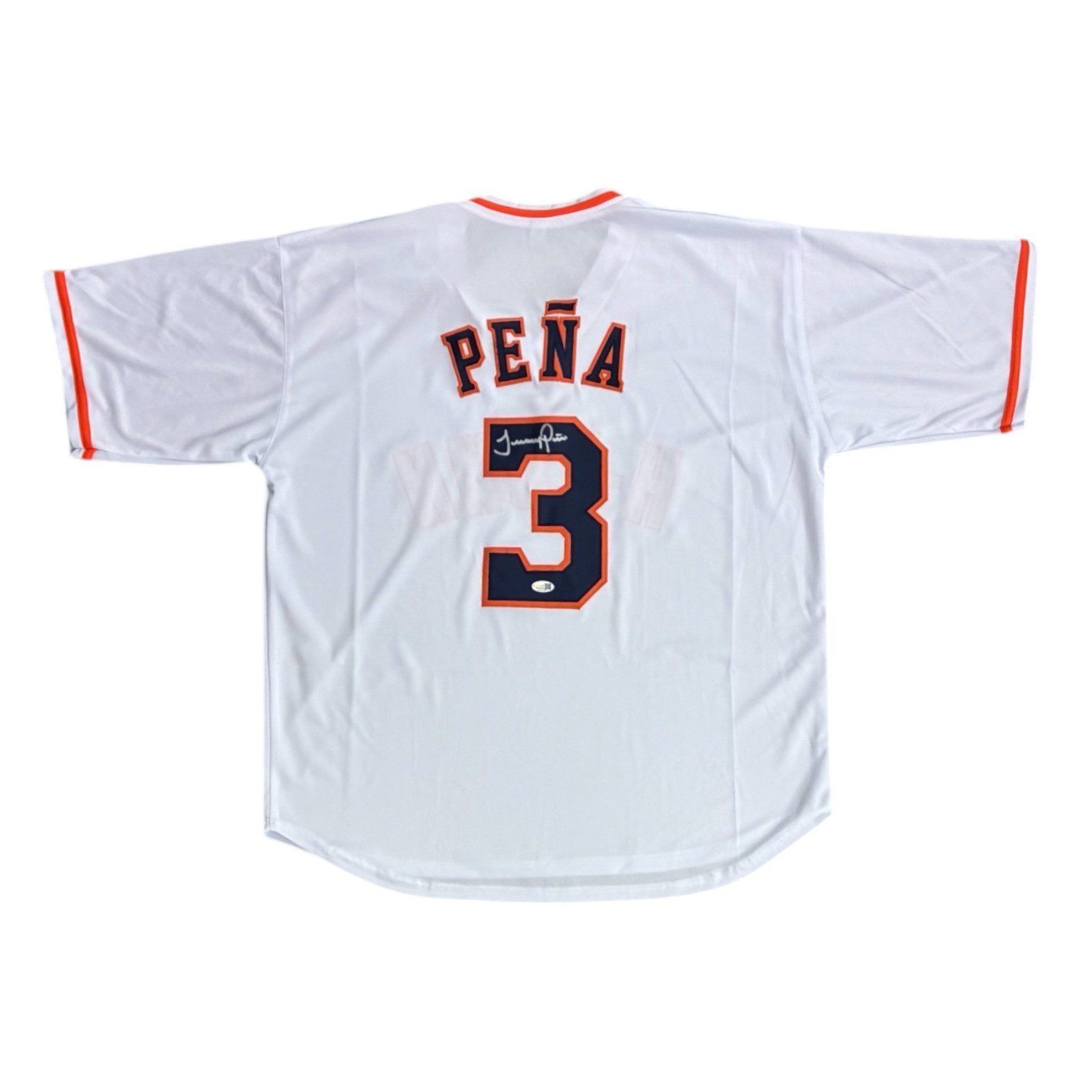 JEREMY PENA AUTOGRAPHED CUSTOM WHITE/BLUE/ORANGE JERSEY JSA AUTHENTICATION