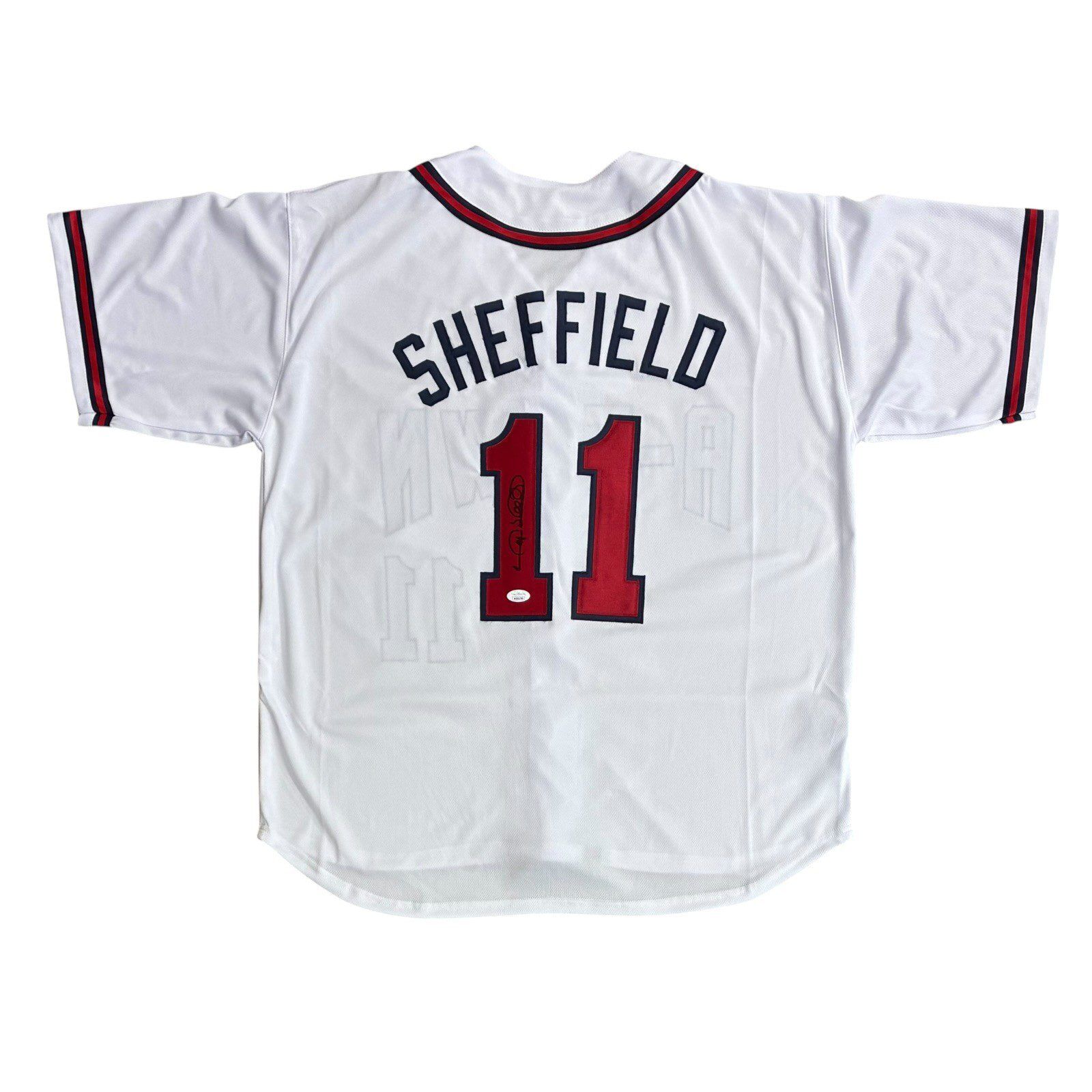 GARY SHEFFIELD AUTOGRAPHED CUSTOM WHITE/RED JERSEY JSA AUTHENTICATION