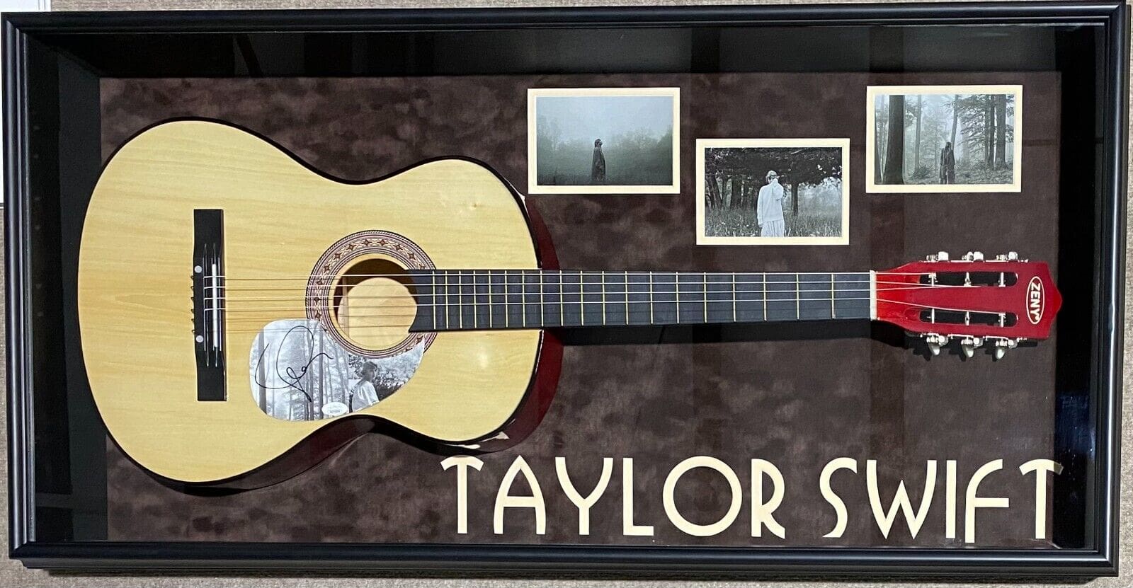 Taylor Swift Signed Natural Acoustic Guitar Framed Shadowbox JSA Authen Folklore