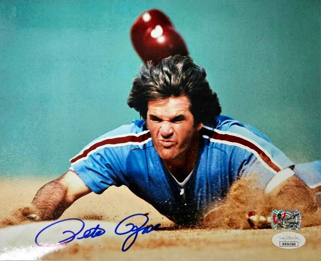 Pete Rose Signed 8x10 Photo JSA & Pete Rose Exclusive Hologram Phillies 2