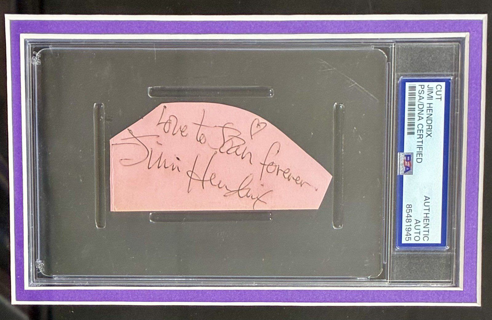 JIMI HENDRIX AUTOGRAPHED FRAMED CUT PSA 85481945 | Fiterman Sports