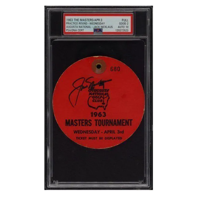JACK NICKLAUS SIGNED 1963 MASTERS PRACTICE ROUND BADGE JACKS 1st MASTERS PSA/DNA