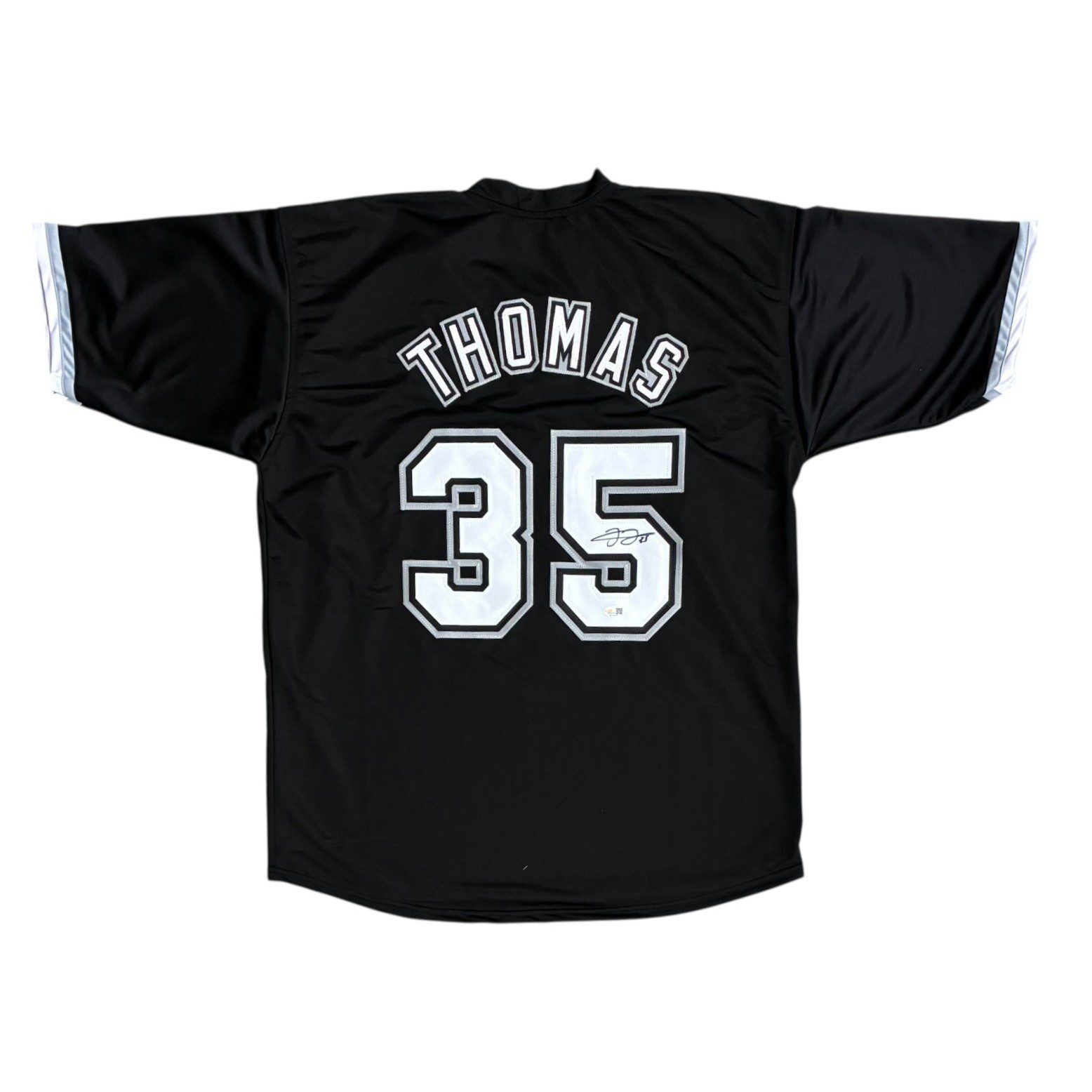 FRANK THOMAS AUTOGRAPHED CUSTOM BLACK/WHITE JERSEY JSA AUTHENTICATION