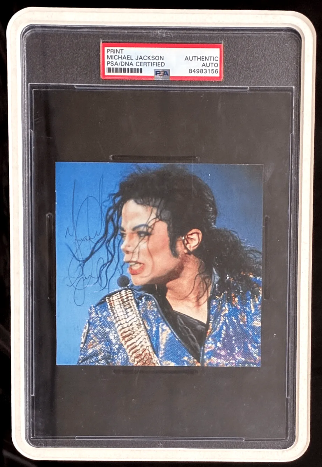 MICHAEL JACKSON AUTOGRAPHED FRAMED PRINT PSA 84983156 THRILLER THE