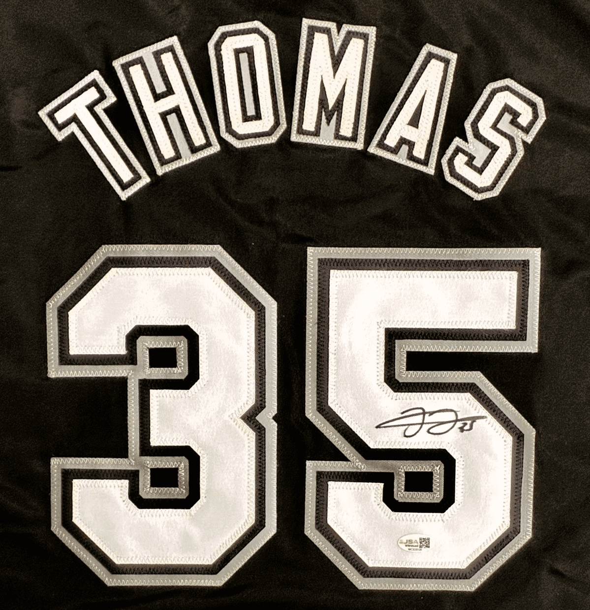 FRANK THOMAS AUTOGRAPHED CUSTOM BLACK/WHITE JERSEY JSA AUTHENTICATION - Image 2