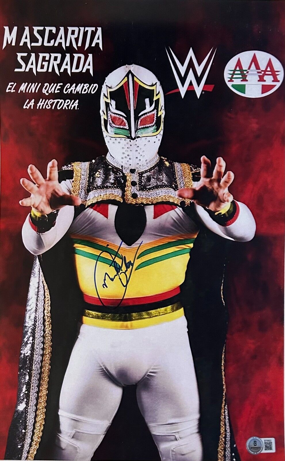 MASCARITA SAGRADA AUTOGRAPHED 11x17 PHOTO BECKETT